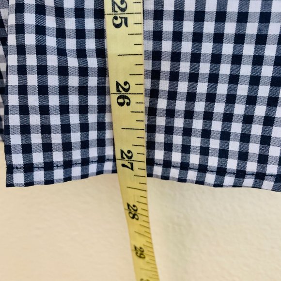 Nordstrom Boys Poplin Button Shirt Collared XL Navy Eclipse Mini Check - Picture 7 of 9